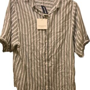Short sleeved striped collar shirt, XS, color desert sage,
